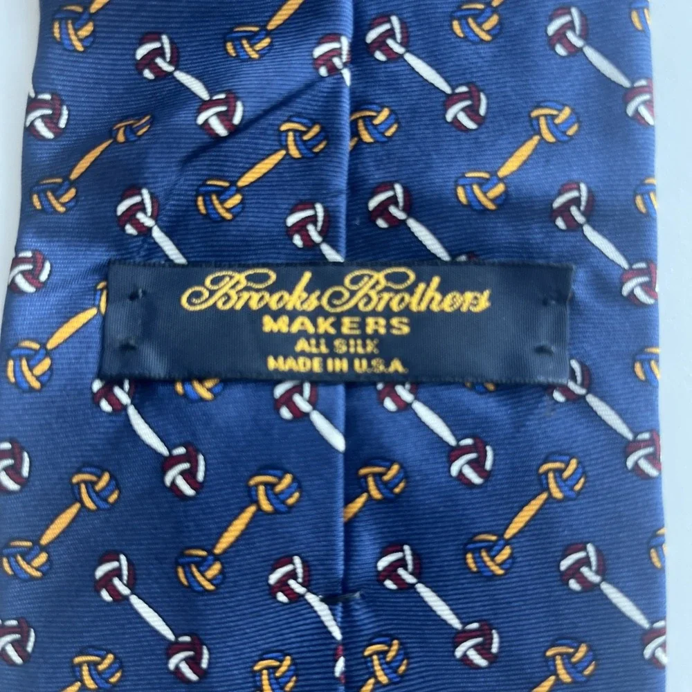 BROOKS BROTHERS Makers Navy BLUE Knots Rope SILK TIE 57